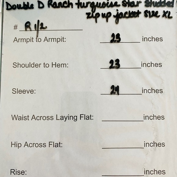 Double D Ranch RARE Turquoise Studded Star Accent Genuine Leather Cropped Jacket - Picture 10 of 10